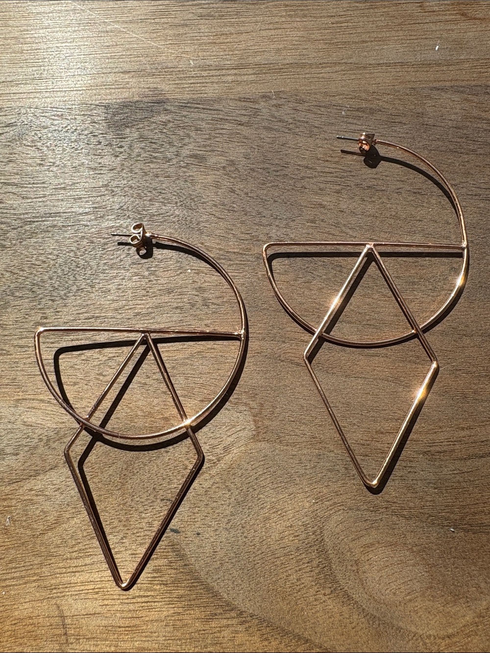 Anthropologie Rose Gold Geometric Hoop Earrings